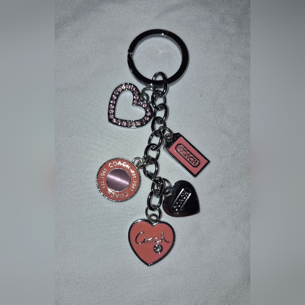 Coach Pink Heart Keychain